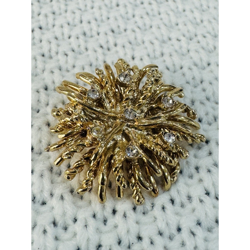 Vintage NLH Nat Landau Hyman Gold Tone Rhinestone Statement Brooch Pin Signed